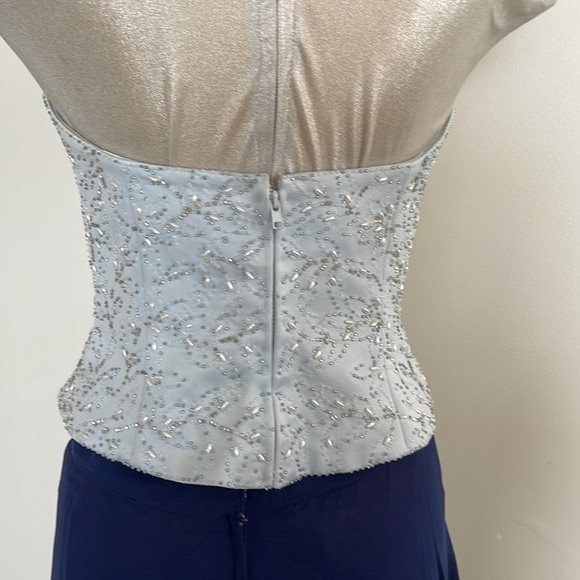 Zola evening bustier baby blue with tone on tone beads and pearls. 6P - Picture 5 of 9